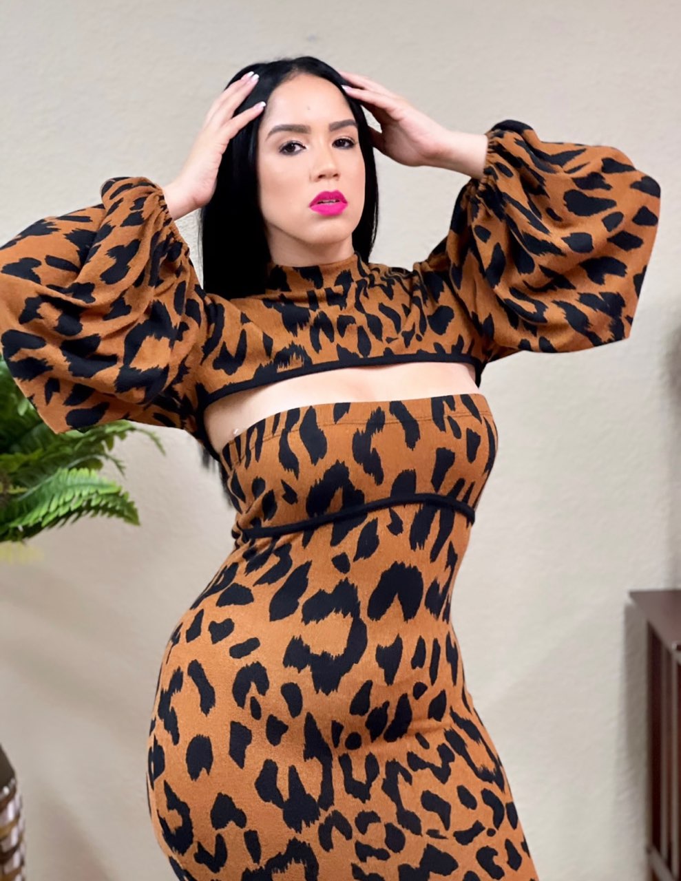 Copy Cat Tiger Print Sweater Dress