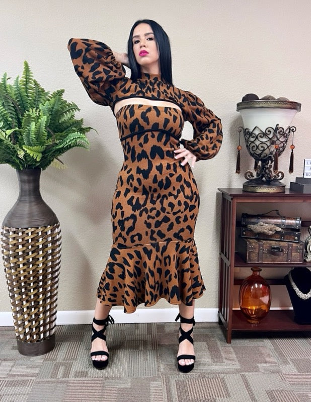 Copy Cat Tiger Print Sweater Dress