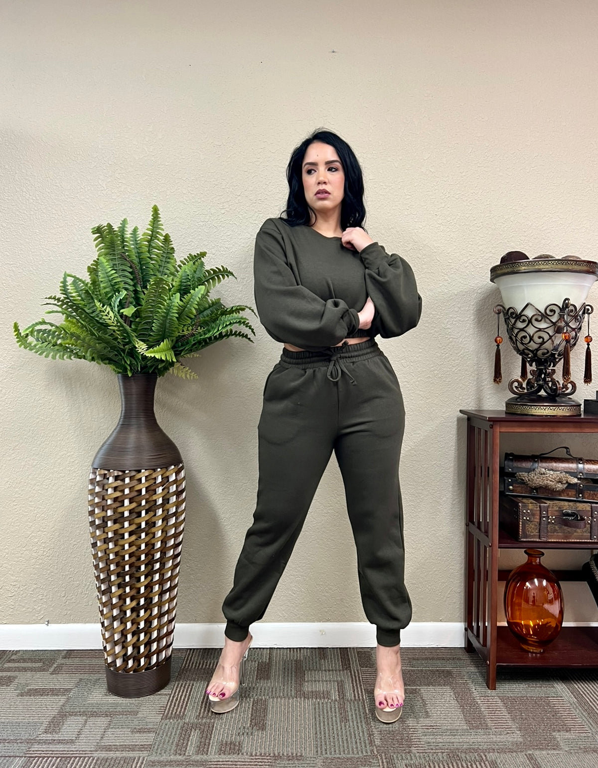 Relax Vibes Olive Green Joggers