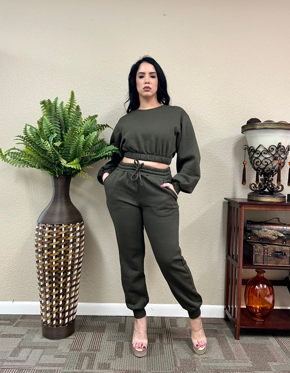 Relax Vibes Olive Green Joggers